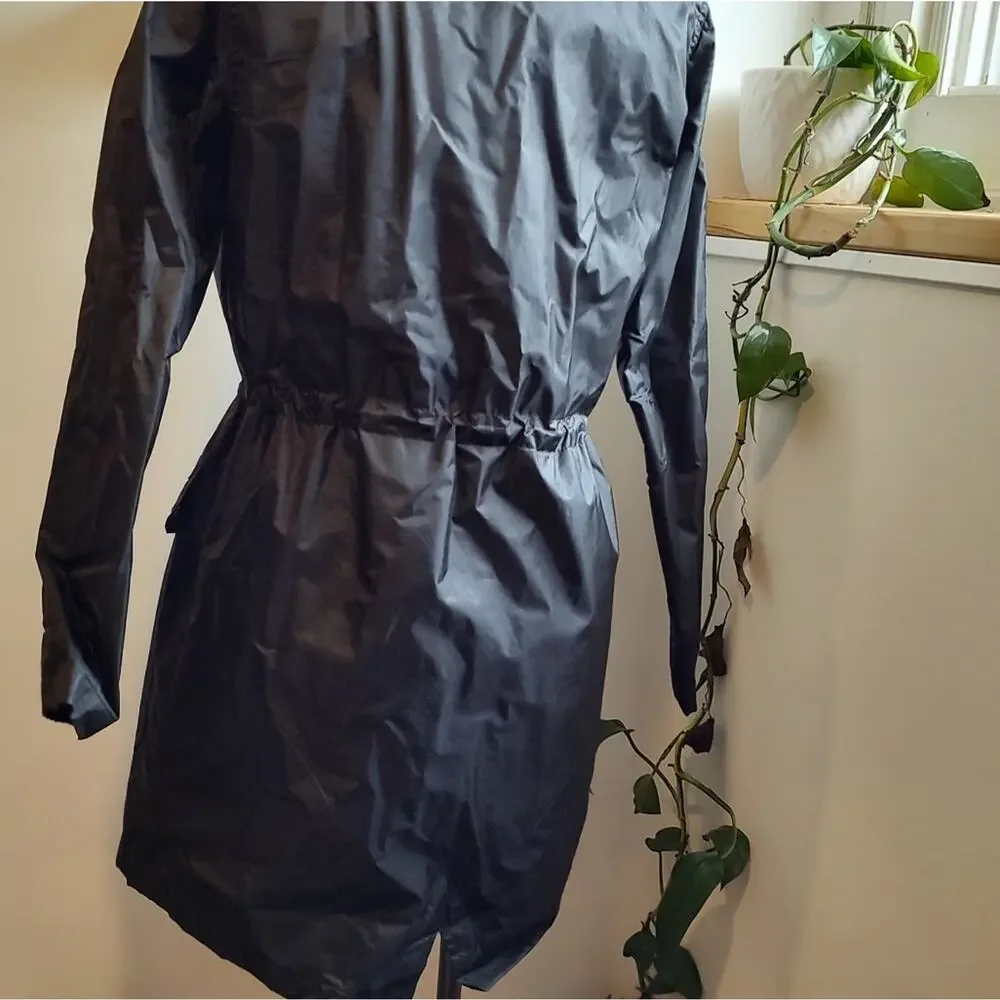 American Apparel Hooded Flannel Lined Black Rain Parka Size XXS/XS